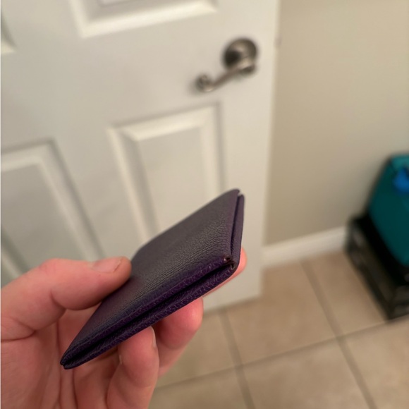 Dark Purple Chevre Leather Hermes Calvi Cardholder - Picture 9 of 14